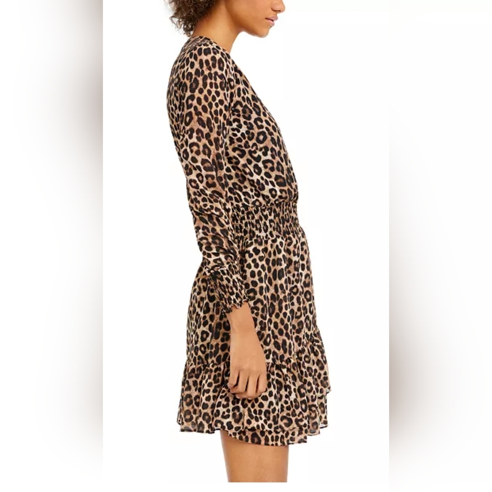 Michael KorsSmocked Leopard-Print Dress - Picture 3 of 8